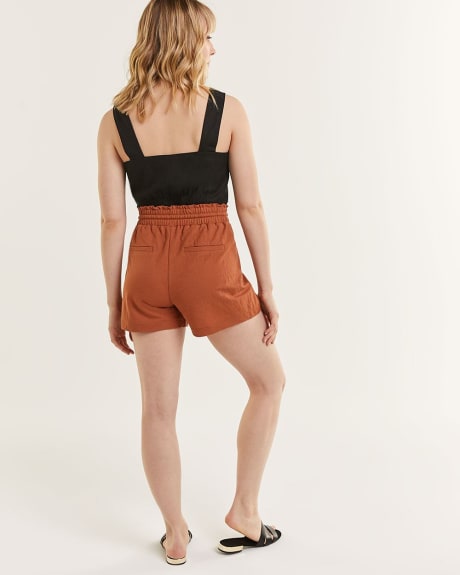 Pull On Solid Shorts With Drawstring