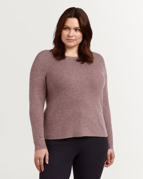 Fuzzy Back Knot Crew Neck Pullover