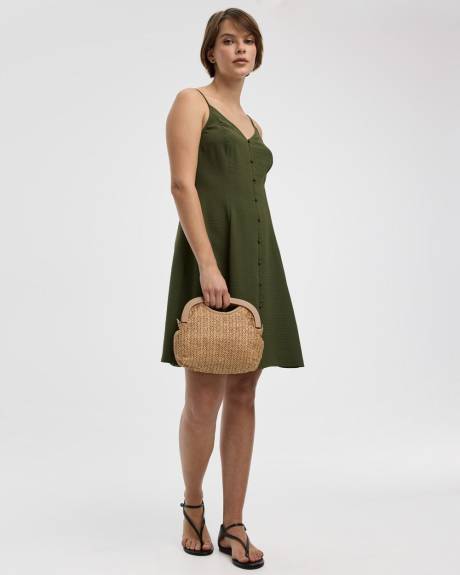 Robe courte à boutonner sans manches