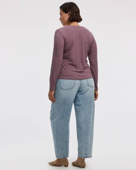 T-shirt côtelé à manches longues et col V - R Essentials