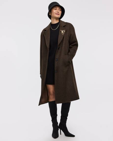 Manteau ample à carraux à boutonnage triple