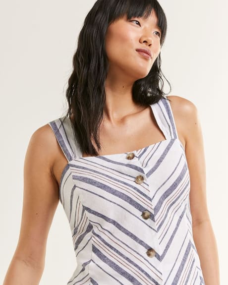 Striped Cami With Wide Straps and Smocking Detail