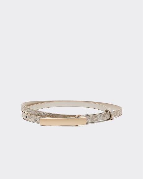 Skinny Faux-Leather Belt with Snakeskin pattern