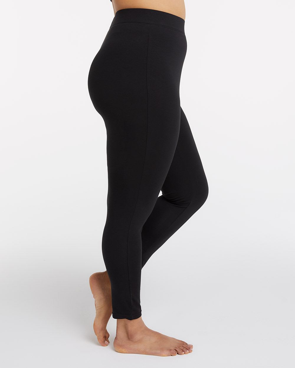 Solid Black Yoga Waist Leggings