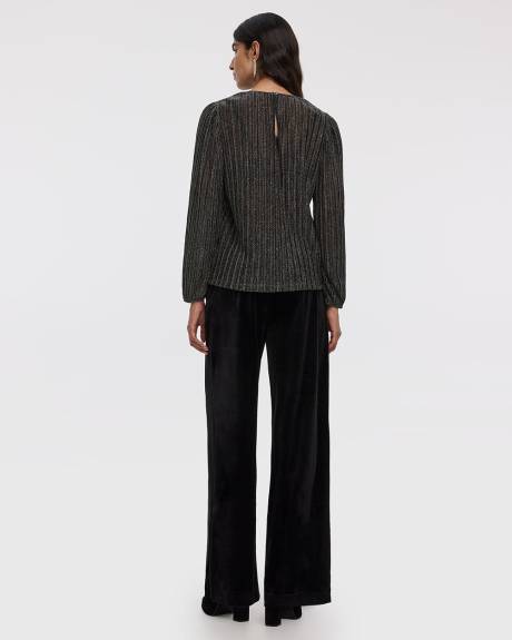 Blouse scintillante à manches longues et col rond