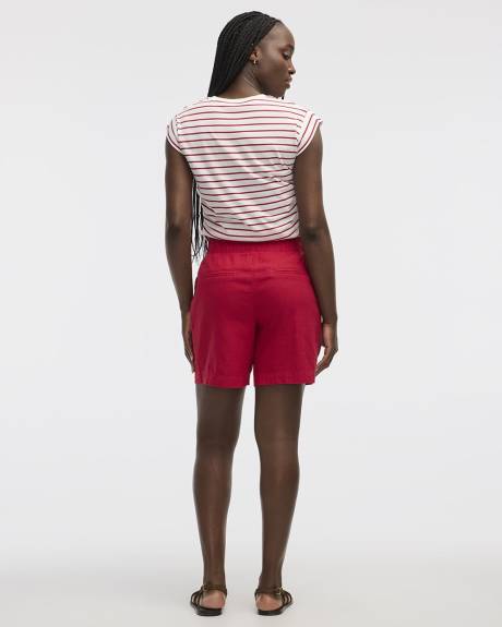 Linen-Blend Shorts with Elastic Waistband