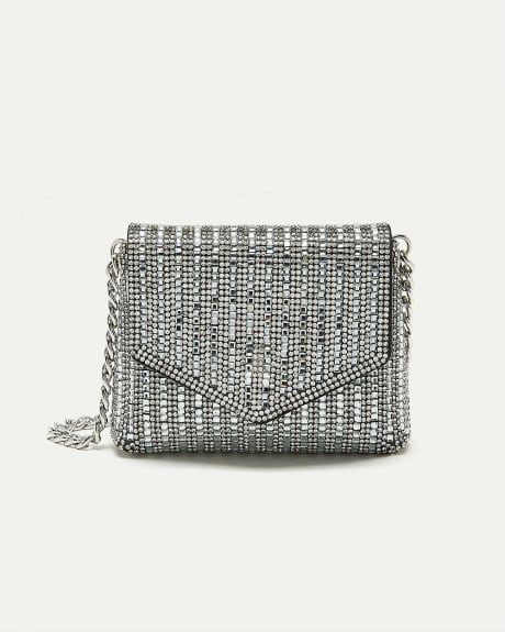 Small Cross-Body Bag with Glittery Chain