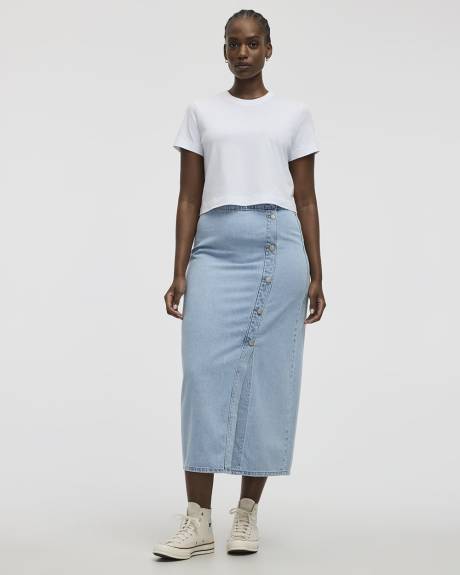 Pull-On Maxi Skirt with Wrap Front