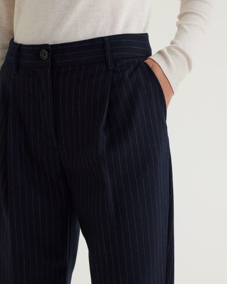 Pantalon rayé à taille très haute et jambe fuselée - Long