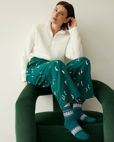 Pantalon pyjama à jambe droite en flanelle