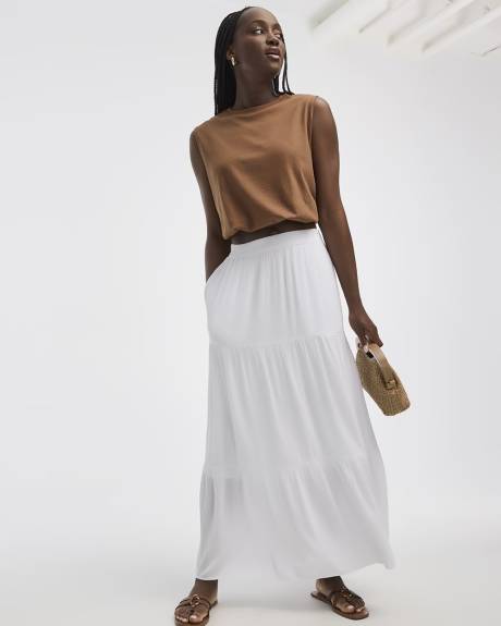 Pull-On Tiered Maxi Skirt
