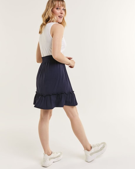 Smocked Elastic Waistband Tiered Skirt