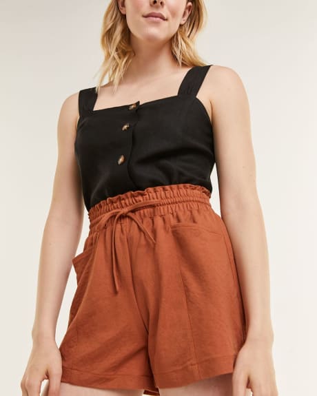 Pull On Solid Shorts With Drawstring