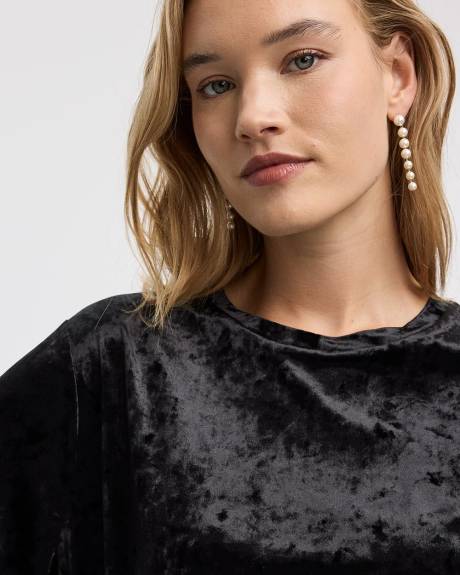 Haut en velours à manches courtes et col rond