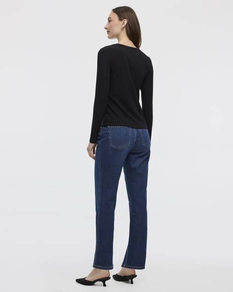 T-shirt côtelé à col rond à manches longues - R Essentials