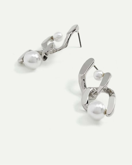 Pearl & Chain Link Earrings