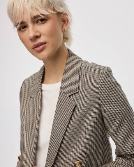 Houndstooth Double-Breasted Blazer
