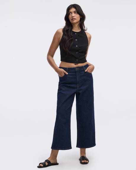 Wide-Leg High-Rise Cropped Jean - Petite