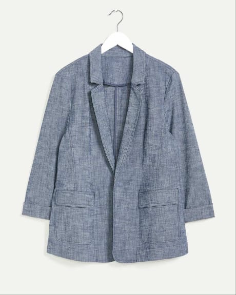 Chambray Rolled-Up Sleeve Blazer
