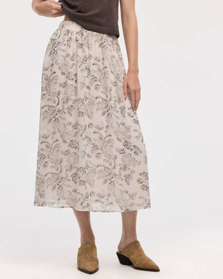 Jupe midi en mousseline plissée