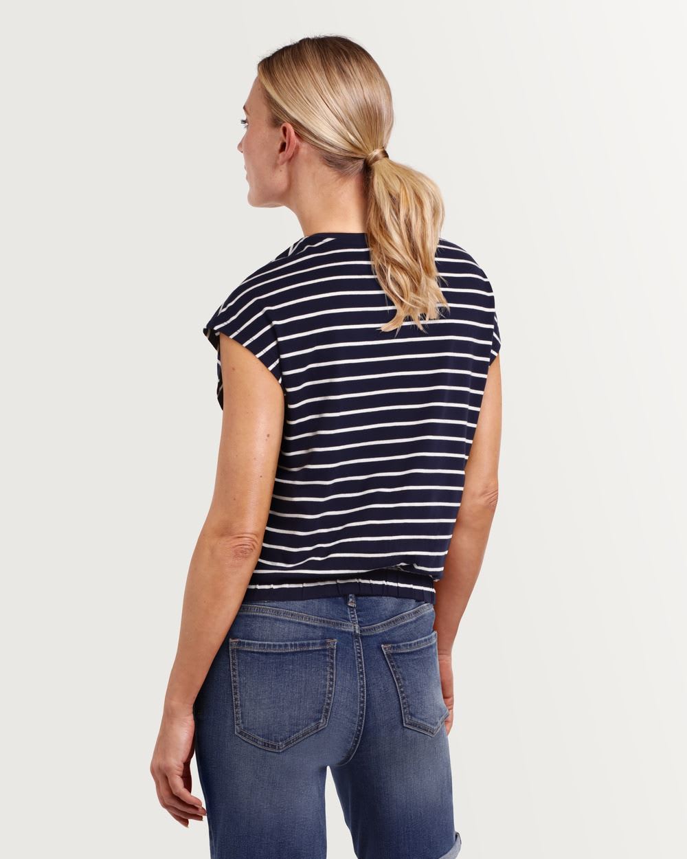 Striped Extended Short Sleeve Top