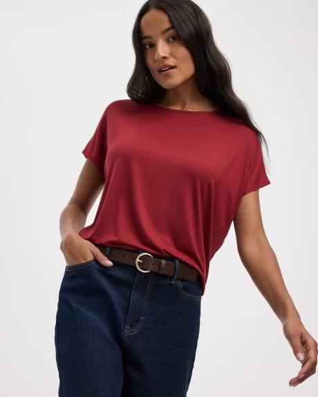 T-shirt à manches courtes dolman et col bateau