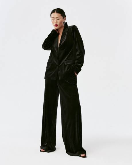 Wide-Leg High-Rise Velvet Pant