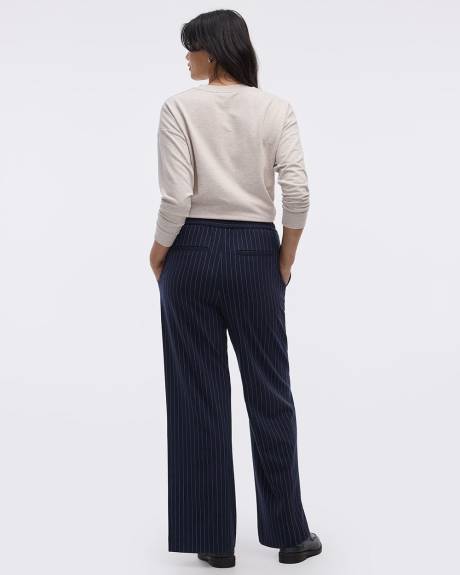 Pantalon rayé à jambe large et taille élastique - L'Intemporelle