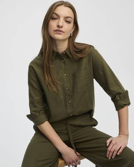 Long-Sleeve Linen Blend Shirt