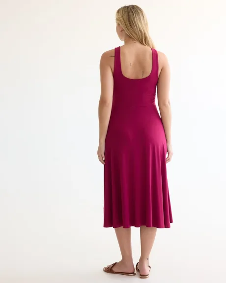 Sleeveless Midi Dress with Square Neckline