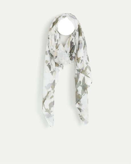 Lightweight Scarf with Floral Print