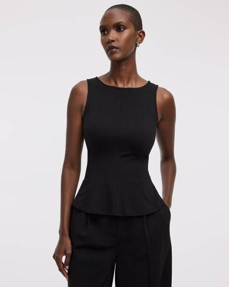 Sleeveless Boat-Neck Peplum Top