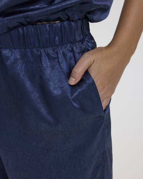 Pantalon en satin à jambe large et taille haute - Long