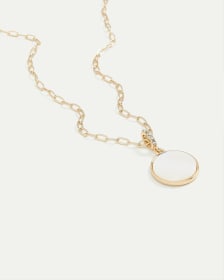 Short Paperclip Chain with Pearl Pendant