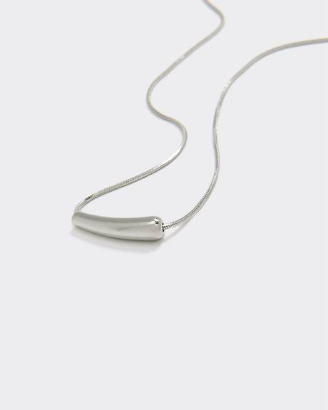 Stainless Steel Short Necklace with Tube Pendant