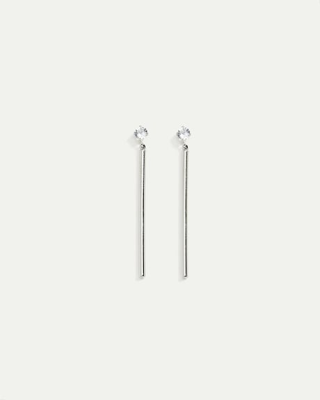 Stone Stud Earrings with Stick Pendant