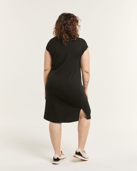 Solid T-Shirt Dress With Crew Neck