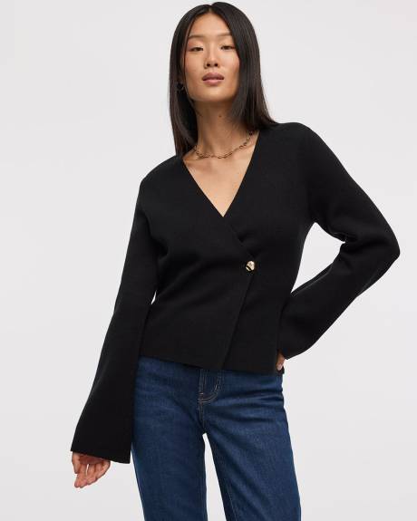 Long-Sleeve V-Neck Wrap Top