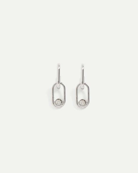 Paperclip Link Earrings with Glass Stones