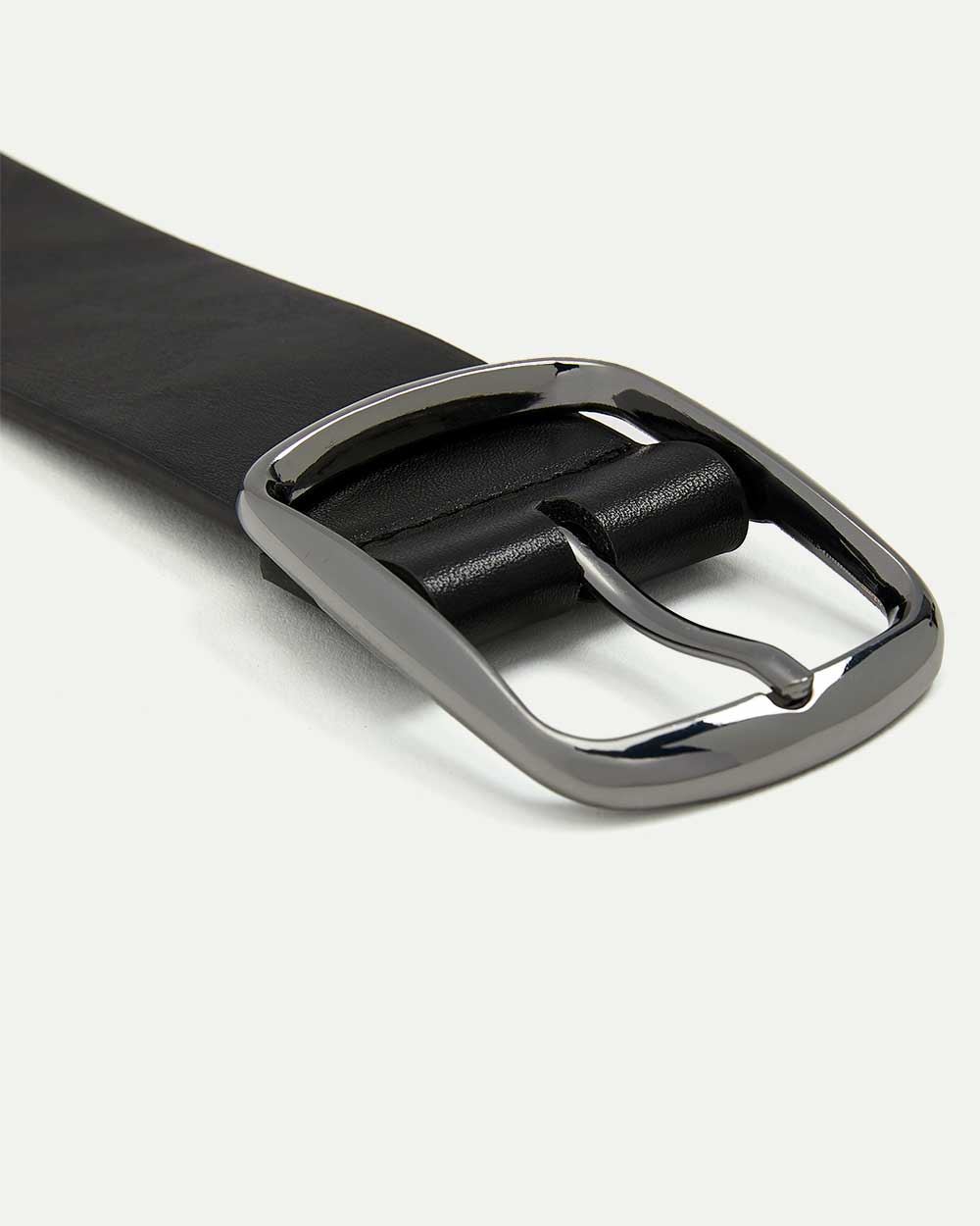Minimalist Faux-Leather Wide Buckle Belt
