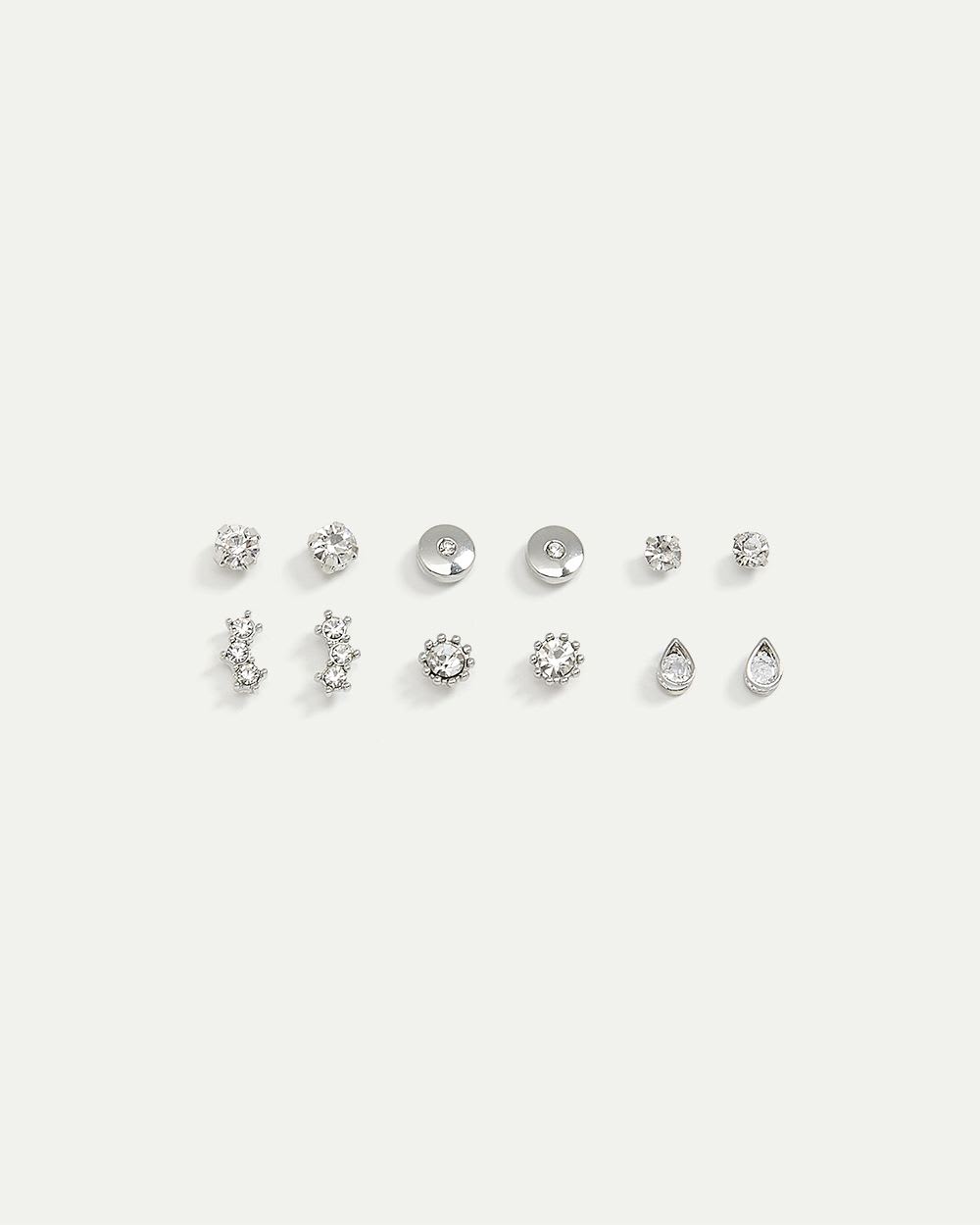 Assorted Rhinestone Stud Earrings - Set of 6