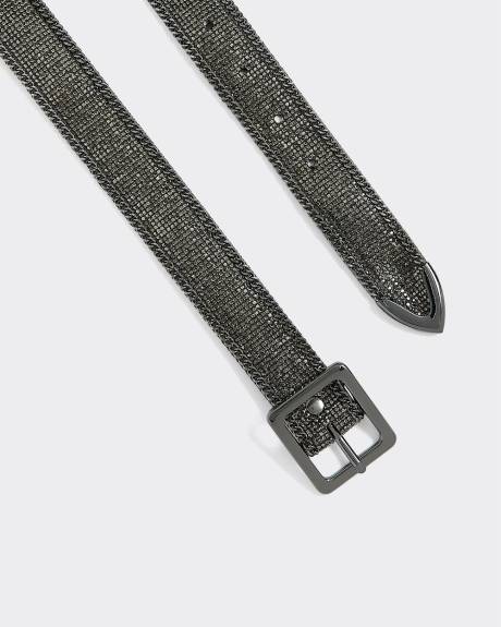 Ceinture en faux cuir avec strass