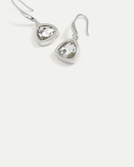 Thick Fish Hook Earrings with Stone Pendant