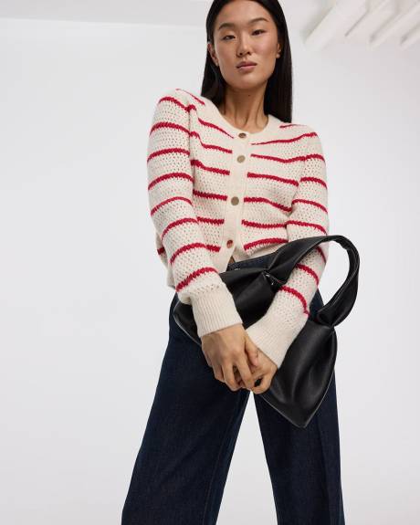 Cardigan ajust&eacute; &agrave; manches longues et col rond