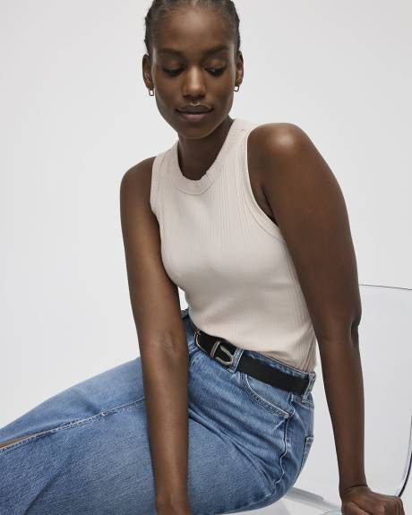 Camisole ajustée et côtelée à col rond