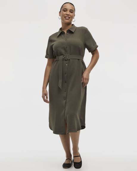 Short-Sleeve Buttoned-Down Shirt Dress
