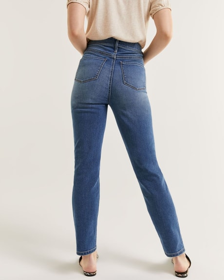 Jeans étroit effet usé à taille très haute Le Curvy - Long