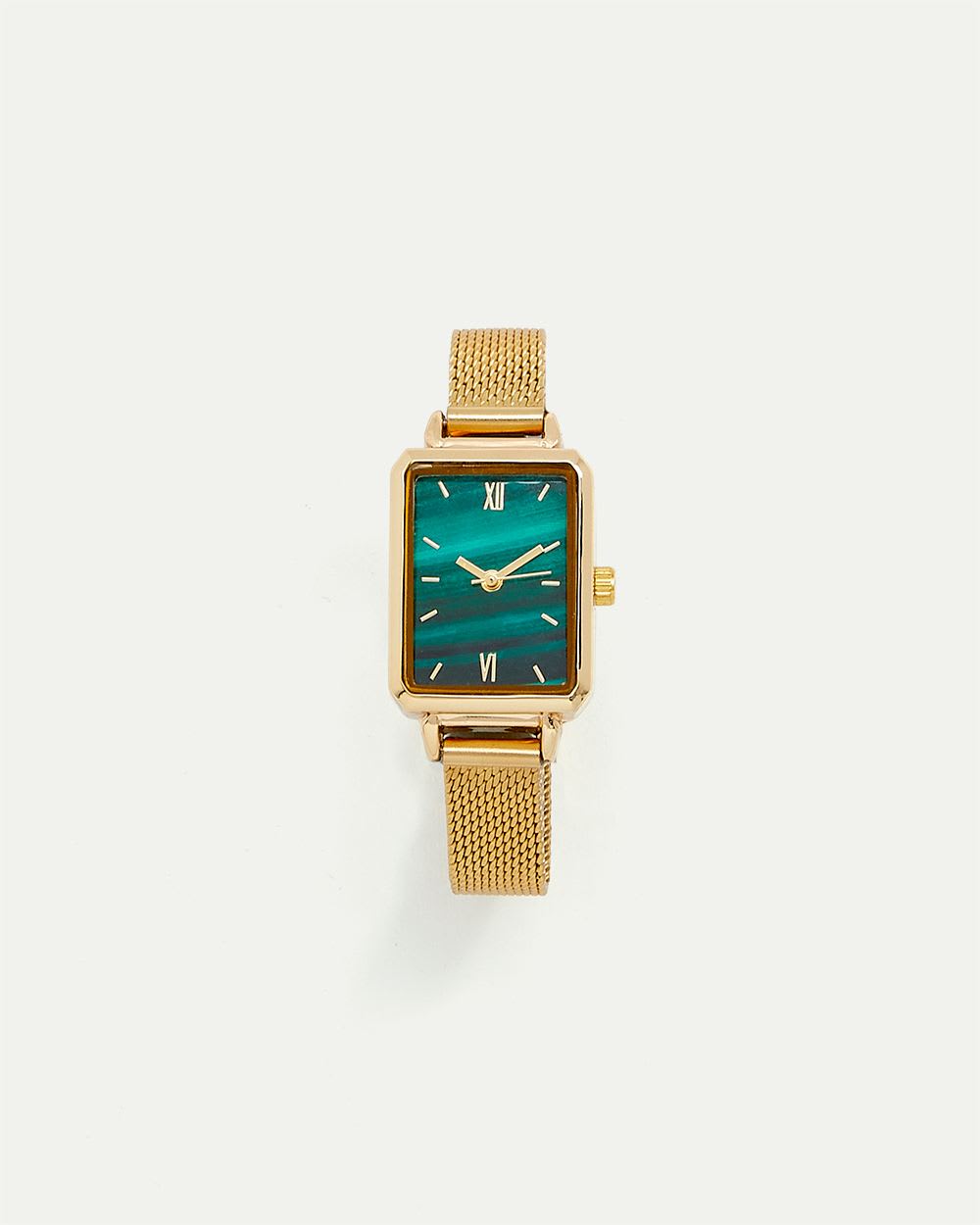 Squared Gold Mesh Band Watch