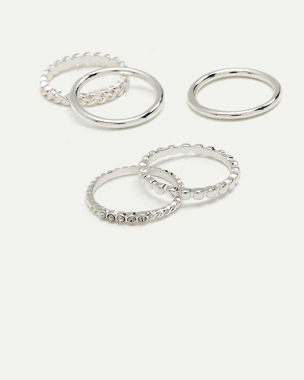 5-Pack Silver Rings