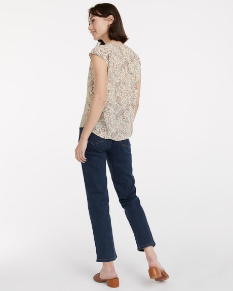 Split-Neck Blouse with Extended Sleeves